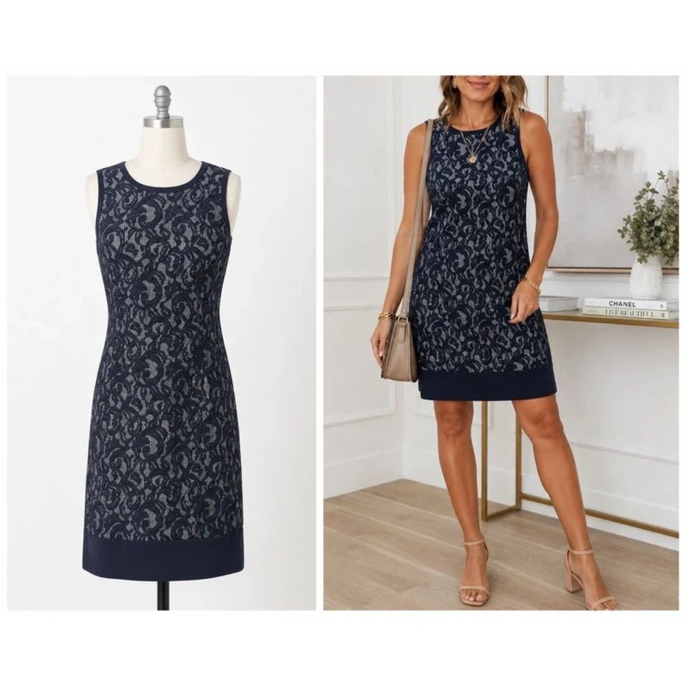 Brooks Brothers Navy Lace Shift Dress – Women’s Size 6